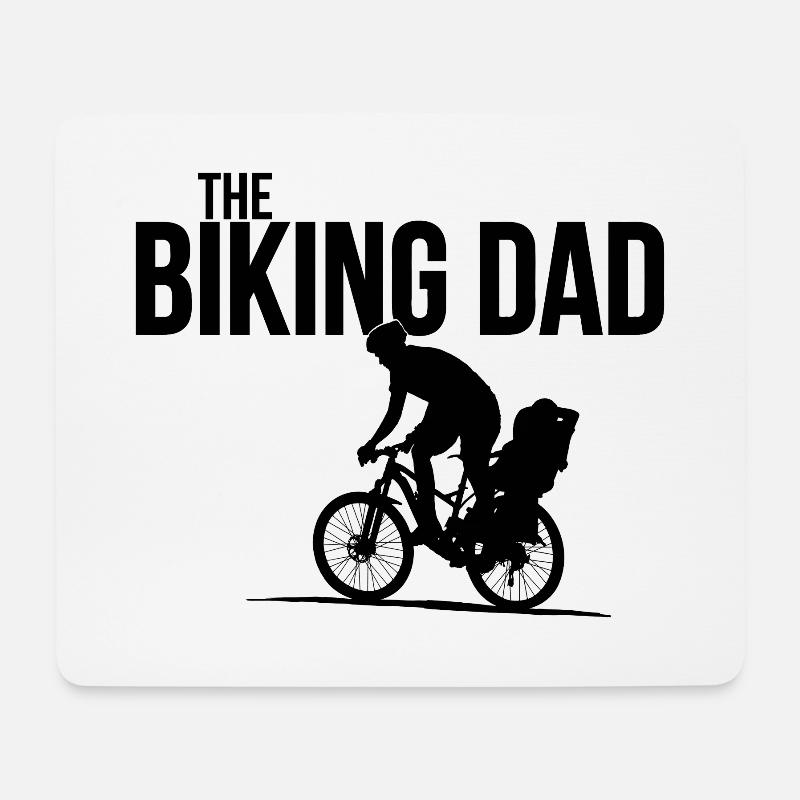 biking Dad Vater Fahrrad Kind Kindersitz Geschenk - Mousepad (Querformat) - Weiß