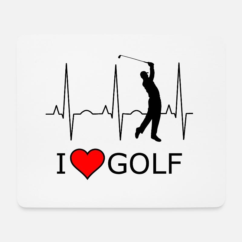 I love Golf Schwarz Rotes Herz - Mousepad (Querformat) - Weiß