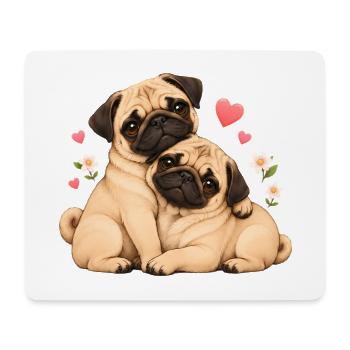 Mops Hund süßer Mops niedlicher Mops - Mousepad (Querformat) - Weiß - Vorne