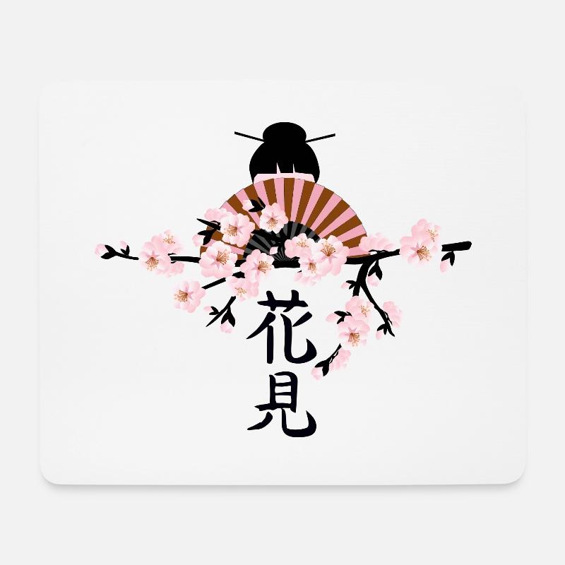 Cherry Blossom Geisha Japanese Character 3 - Mousepad (Querformat) - Weiß
