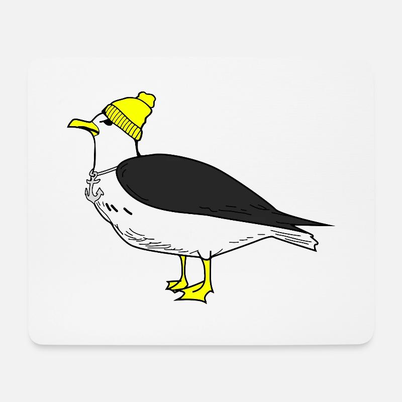 Coole Möwe - Mousepad (Querformat) - Weiß