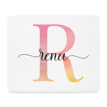 R | Monogramm | Name | Rena |Watercolor - Mousepad (Querformat) - Weiß - Vorne