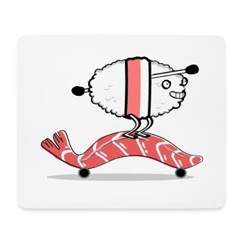 Skateboard fahrendes Sushi. - Mousepad (Querformat) - Weiß - Vorne