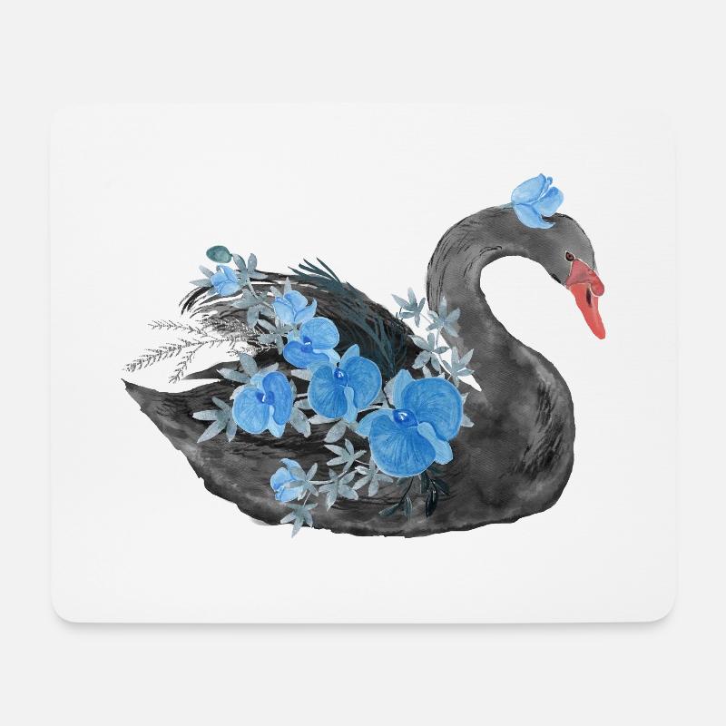 Schwarzer Schwan - Mousepad (Querformat) - Weiß