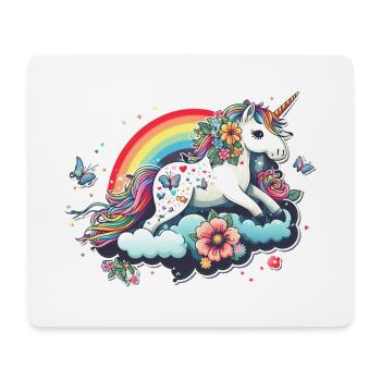 Cute Unicorn Rainbow, Cloud, Kawaii Style - Mouse Pad (horizontal) - white - Front