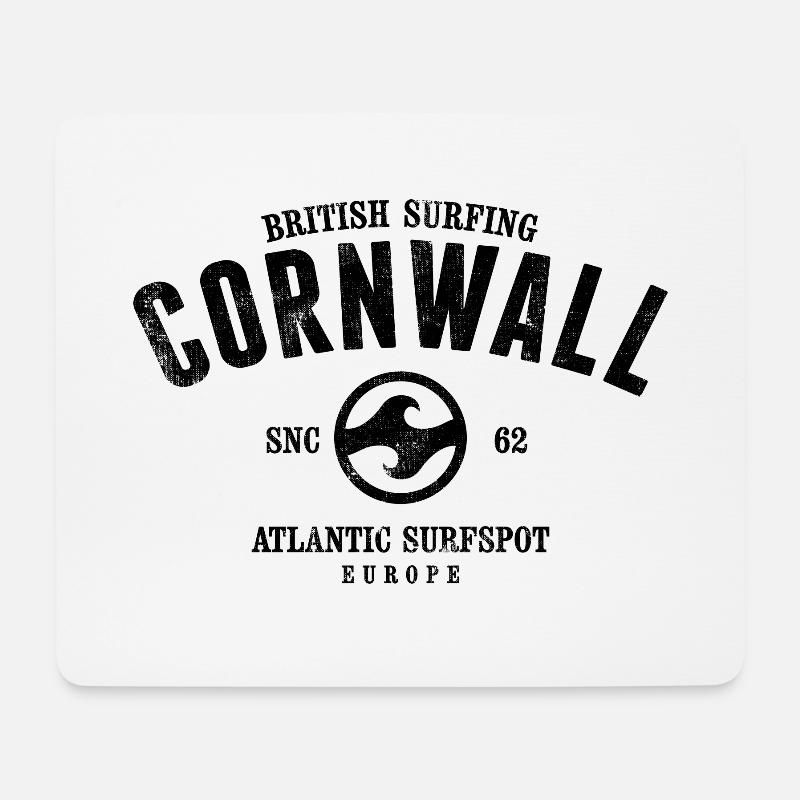 CORNWALL BRITISH SURFING GEBRAUCHTER LOOK - Mousepad (Querformat) - Weiß