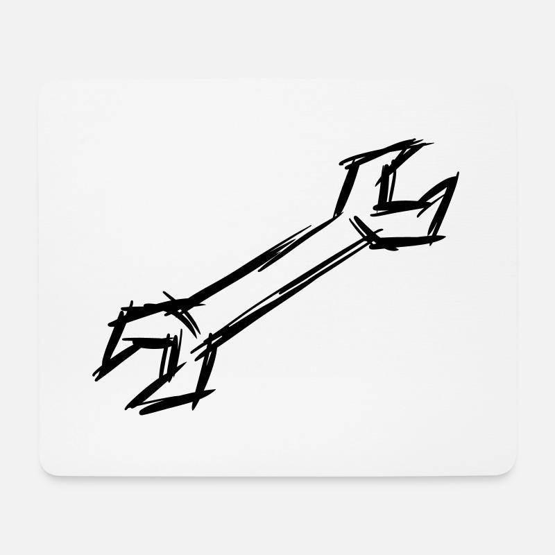 Schraubenschlüssel, handgezeichnet - Mousepad (Querformat) - Weiß
