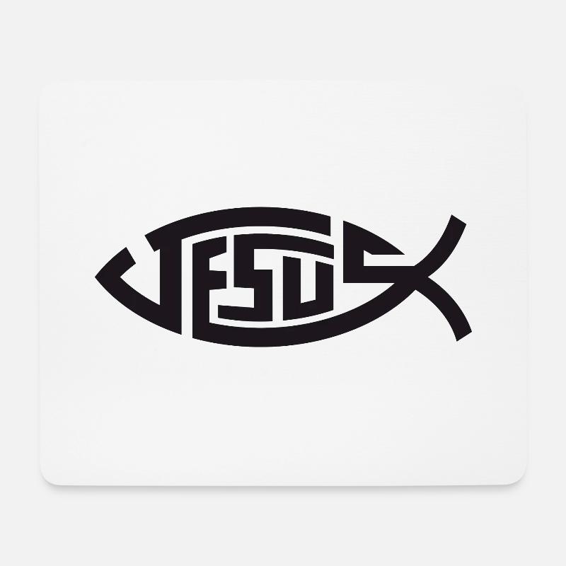 Jesus Fisch - Mousepad (Querformat) - Weiß
