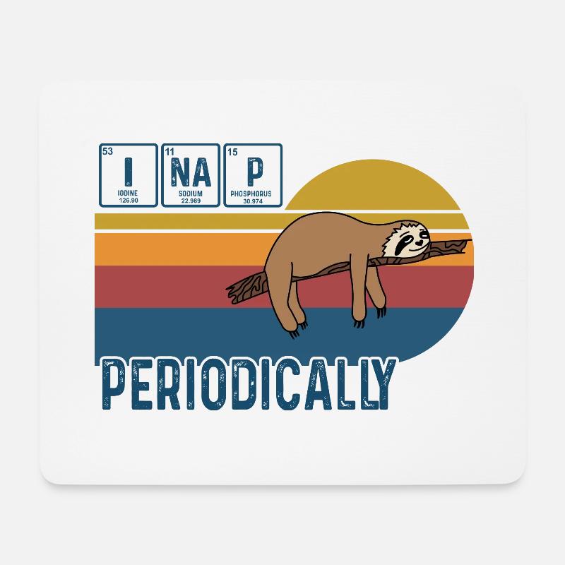 I Nap Periodically Vintage Funny Science Faultier - Mousepad (Querformat) - Weiß