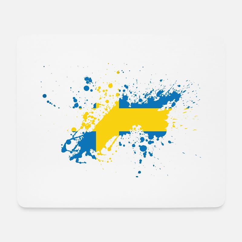 Schweden Flagge Klecks - Mousepad (Querformat) - Weiß
