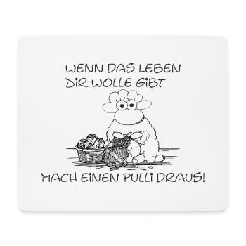 Mach einen Pulli draus – lustiges Strick-Schaf - Mousepad (Querformat) - Weiß - Vorne