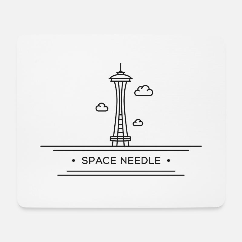 Space Needle | Black | Gift - Mouse Pad (horizontal) - white