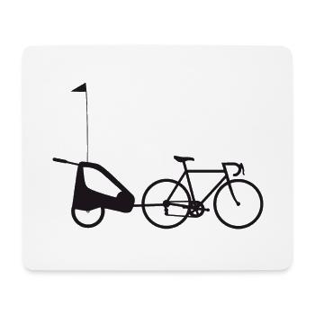 Rennrad mit Kinderwagen Anhänger - Mousepad (Querformat) - Weiß - Vorne