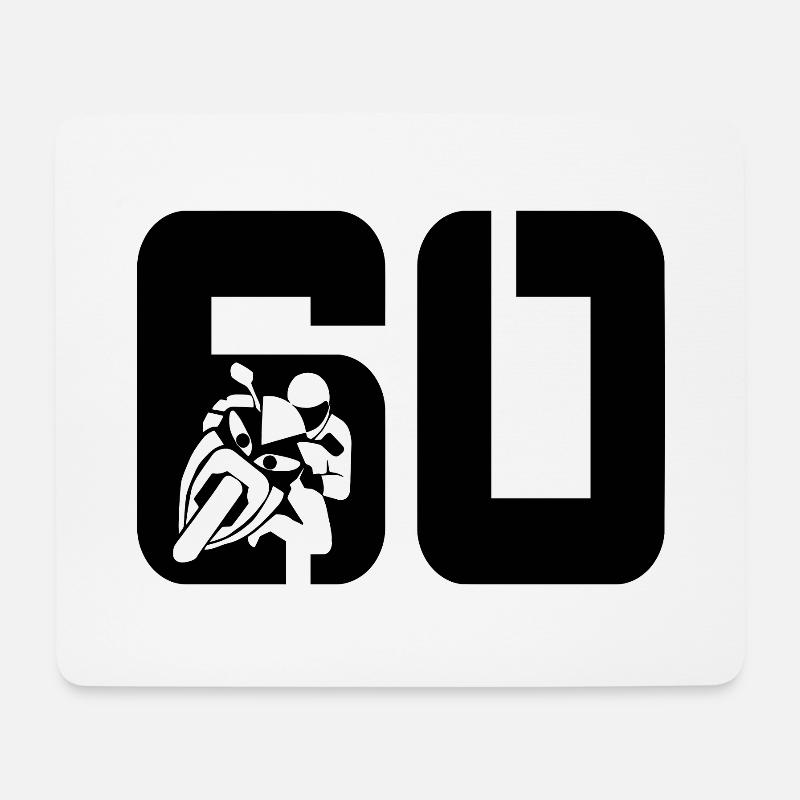 60 Motorrad Biker - Mousepad (Querformat) - Weiß