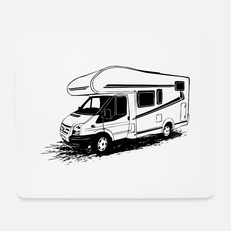 Camping-car - caravane - camping - camping-car - Tapis de souris (format paysage) - blanc