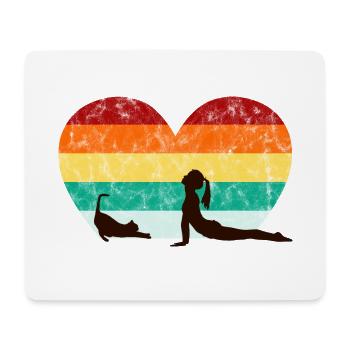Yoga Cats - Illustration de coeur - Tapis de souris (format paysage) - blanc - Devant
