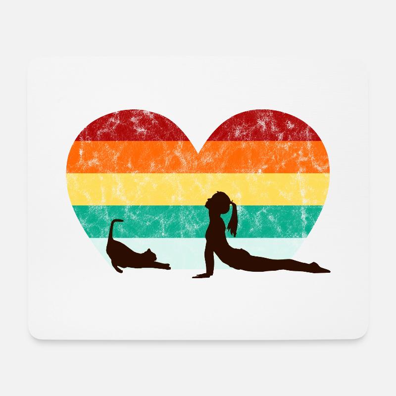 Yoga Katzen - Herz Illustration - Mousepad (Querformat) - Weiß