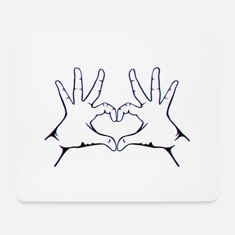 Hand Herz Geste Handherz geste Hand Herzgeste - Mousepad (Querformat) - Weiß