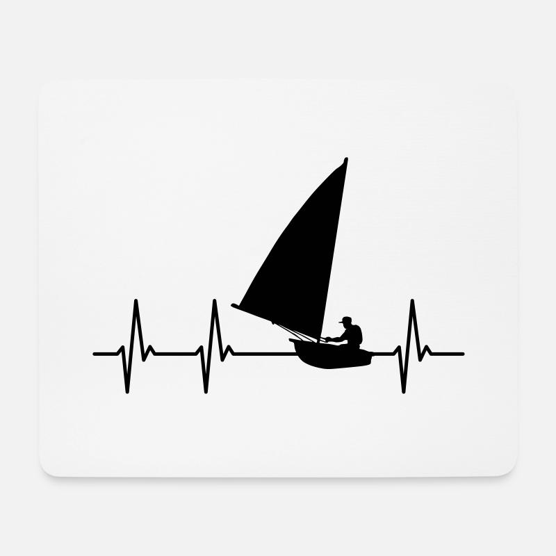 Herzschlag Segeln Sailing Segler Sailor Heartbeat - Mousepad (Querformat) - Weiß
