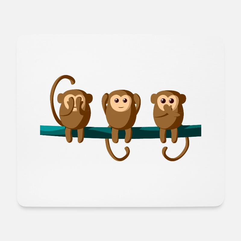 Les trois singes de Nikko - Tapis de souris (format paysage) - blanc
