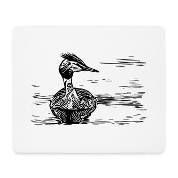 Vintage Haubentaucher schwimmend auf Fluss - Mousepad (Querformat) - Weiß - Vorne