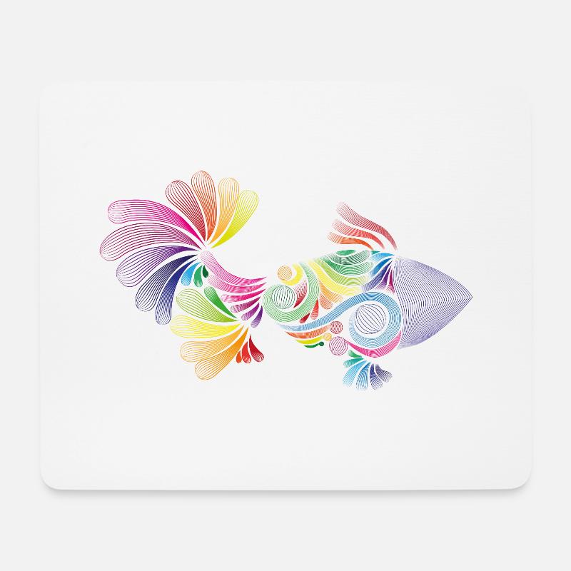 Bunter Fisch voller Phantasie - Mousepad (Querformat) - Weiß