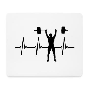Heartbeat Gym Weightlifter Heartbeat Pulse - Mouse Pad (horizontal) - white - Front