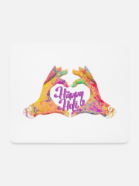 India Happy Holi Festival - Heart Hands 1 - Mouse Pad (horizontal) - white