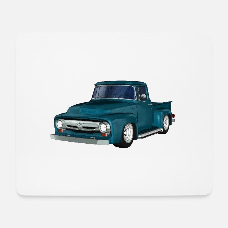Classic Car, Pick-up, V8, Vintage - Mousepad (Querformat) - Weiß