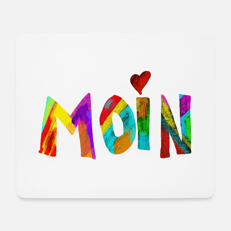 Moin Regenbogen Pinselbuchstaben - Mousepad (Querformat) - Weiß