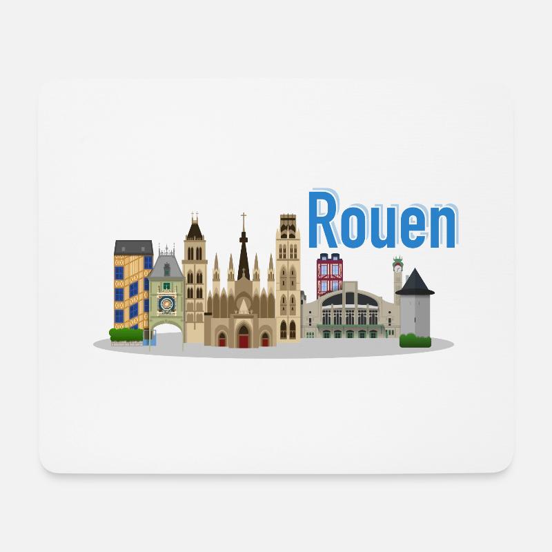 Rouen Flat Design - Mouse Pad (horizontal) - white