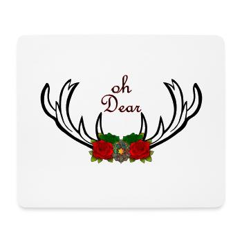 Oh Dear Geschenk Weihnachten Christmas Geweih - Mousepad (Querformat) - Weiß - Vorne