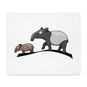 Valances Tapir Family Comic Animal Cadeau - Tapis de souris (format paysage) - blanc - Devant