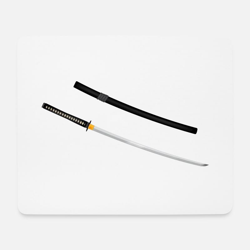 Japanisches Katana - Mousepad (Querformat) - Weiß