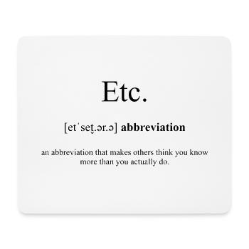 Etc. (Et Cetera) Definition Dictionary - Mousepad (Querformat) - Weiß - Vorne