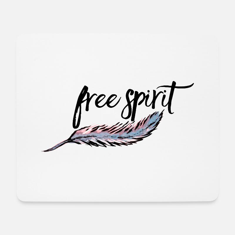 Free Spirit mit Feder farbig - Vol. 4 schwarz - Mousepad (Querformat) - Weiß
