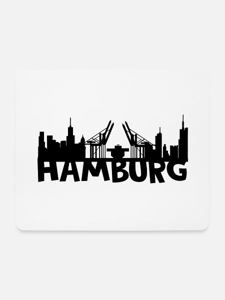 Hamburg Skyline - Mousepad (Querformat) - Weiß