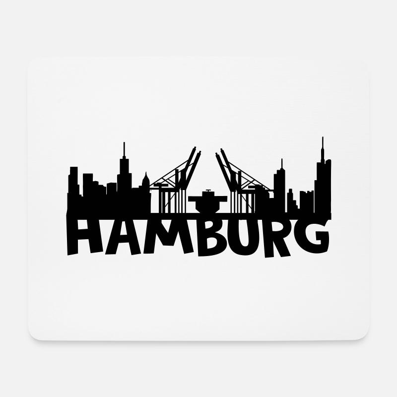 Hamburg Skyline - Mousepad (Querformat) - Weiß