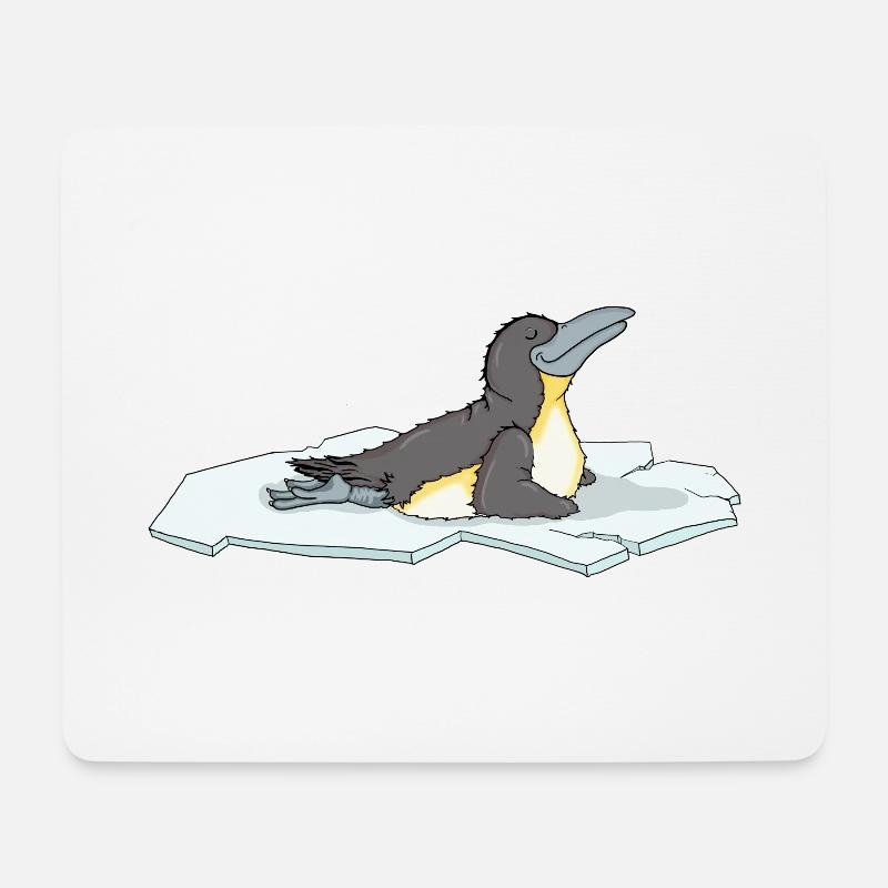 Der Yoga Pinguin übt die Kobra - Mousepad (Querformat) - Weiß