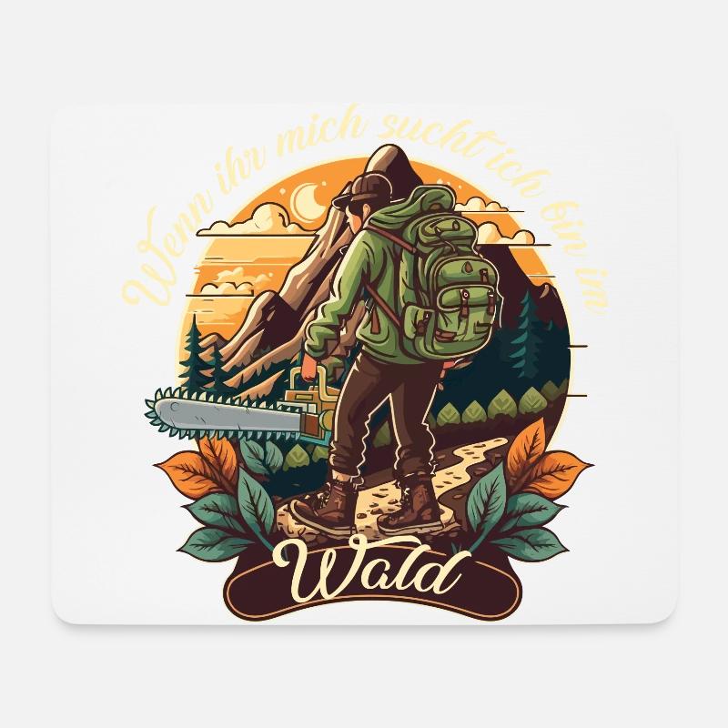 Ich bin im Wald Waldarbeiter Forstwirt Herren - Mousepad (Querformat) - Weiß