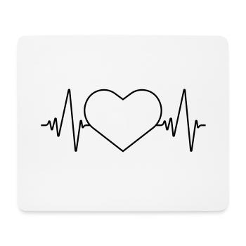 Amour battement de coeur | Battement de coeur | noir - Tapis de souris (format paysage) - blanc - Devant