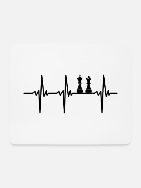 Herzschlag für Schach Spieler - Mousepad (Querformat) - Weiß