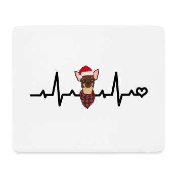 Chihuahua Weihnachtsmütze braun tan Herzschlag - Mousepad (Querformat) - Weiß - Vorne