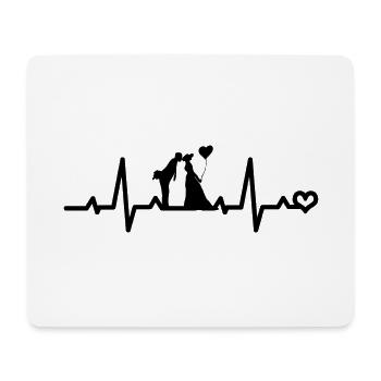 Battement de cœur des jeunes mariés - Battement de fréquence cardiaque de la mariée - Tapis de souris (format paysage) - blanc - Devant