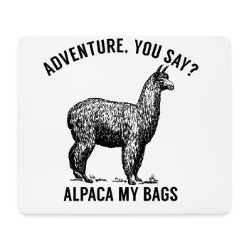 Cool Gifts for Adventurers. Alpaca Travel, Explore - Mouse Pad (horizontal) - white - Front