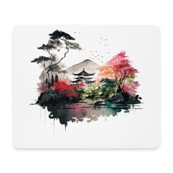Japanische Aquarellillustration - Mousepad (Querformat) - Weiß - Vorne