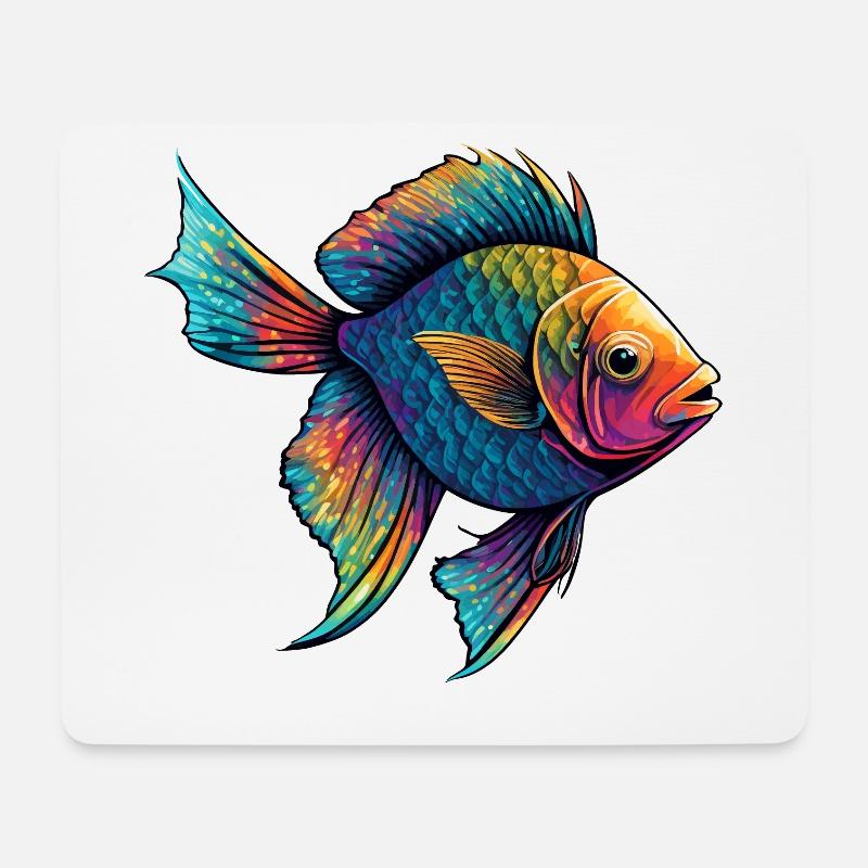 Bunte Fische - Mousepad (Querformat) - Weiß