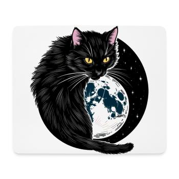 Schwarze Katze - Mousepad (Querformat) - Weiß - Vorne