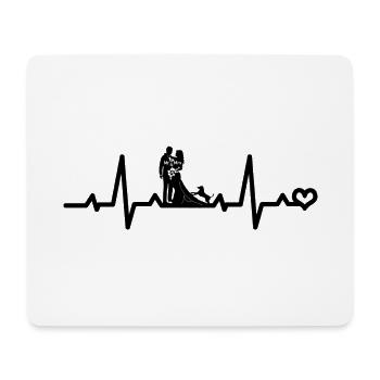 La mariée et le marié avec le rythme cardiaque du chien se marient - Tapis de souris (format paysage) - blanc - Devant