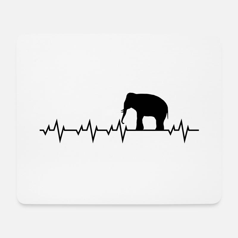 Herzschlag Elefant - Mousepad (Querformat) - Weiß